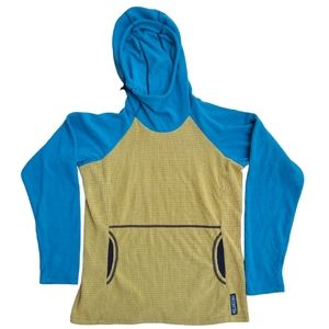 Melanzana Micro Grid Hoodie Yellow and Blue - Women’s Small